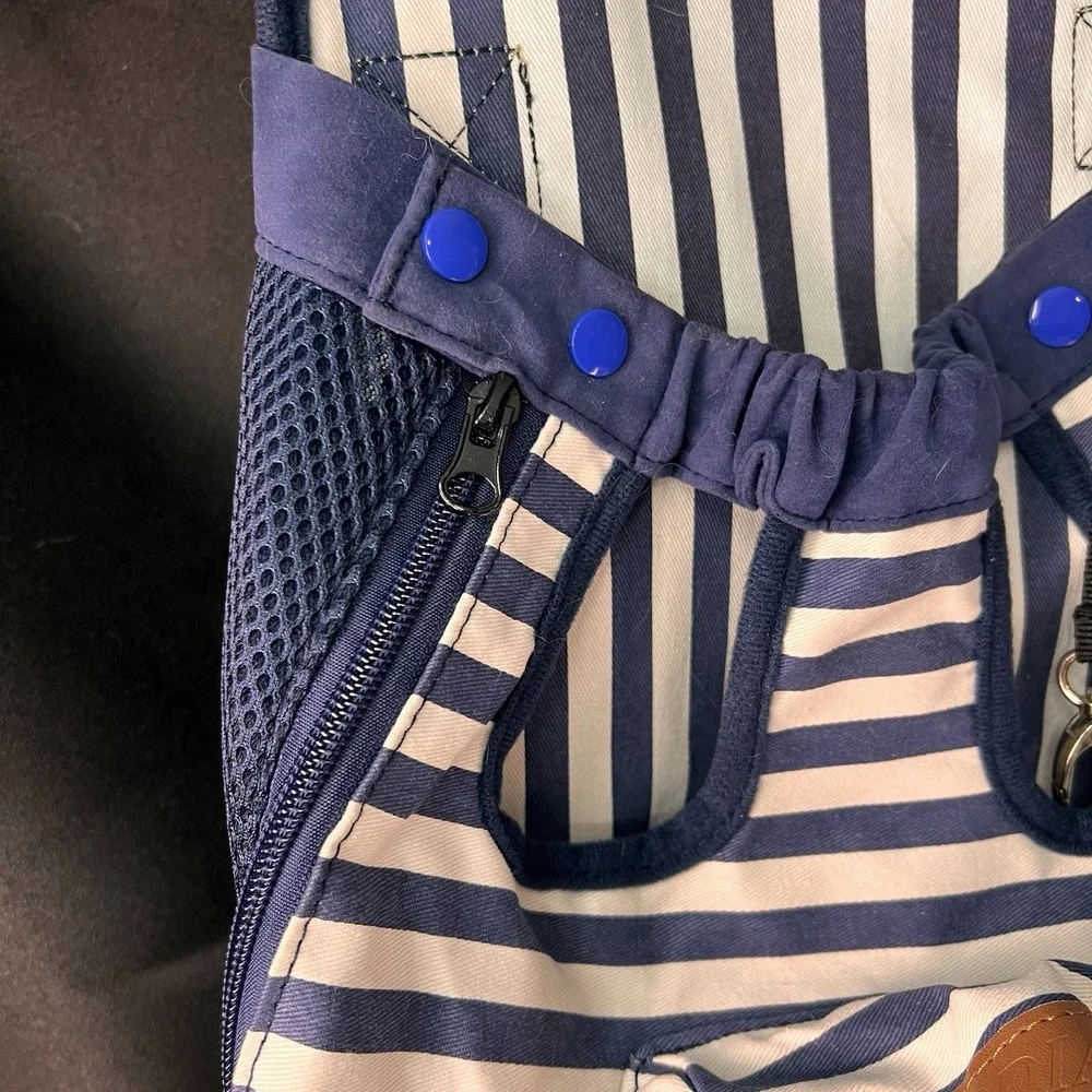 COODIA Pet Carrier Backpack Small Dog Blue White Striped Excellent Hands Free